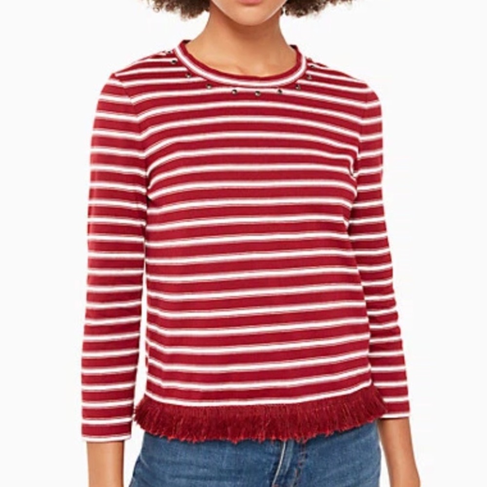 KATE SPADE Striped Knit Top with Fringe NWOT